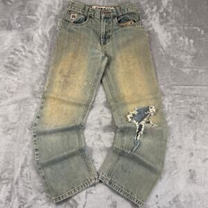 Cinch Distressed Western Denim Jeans Girls 14S Faded Workwear Cowboy